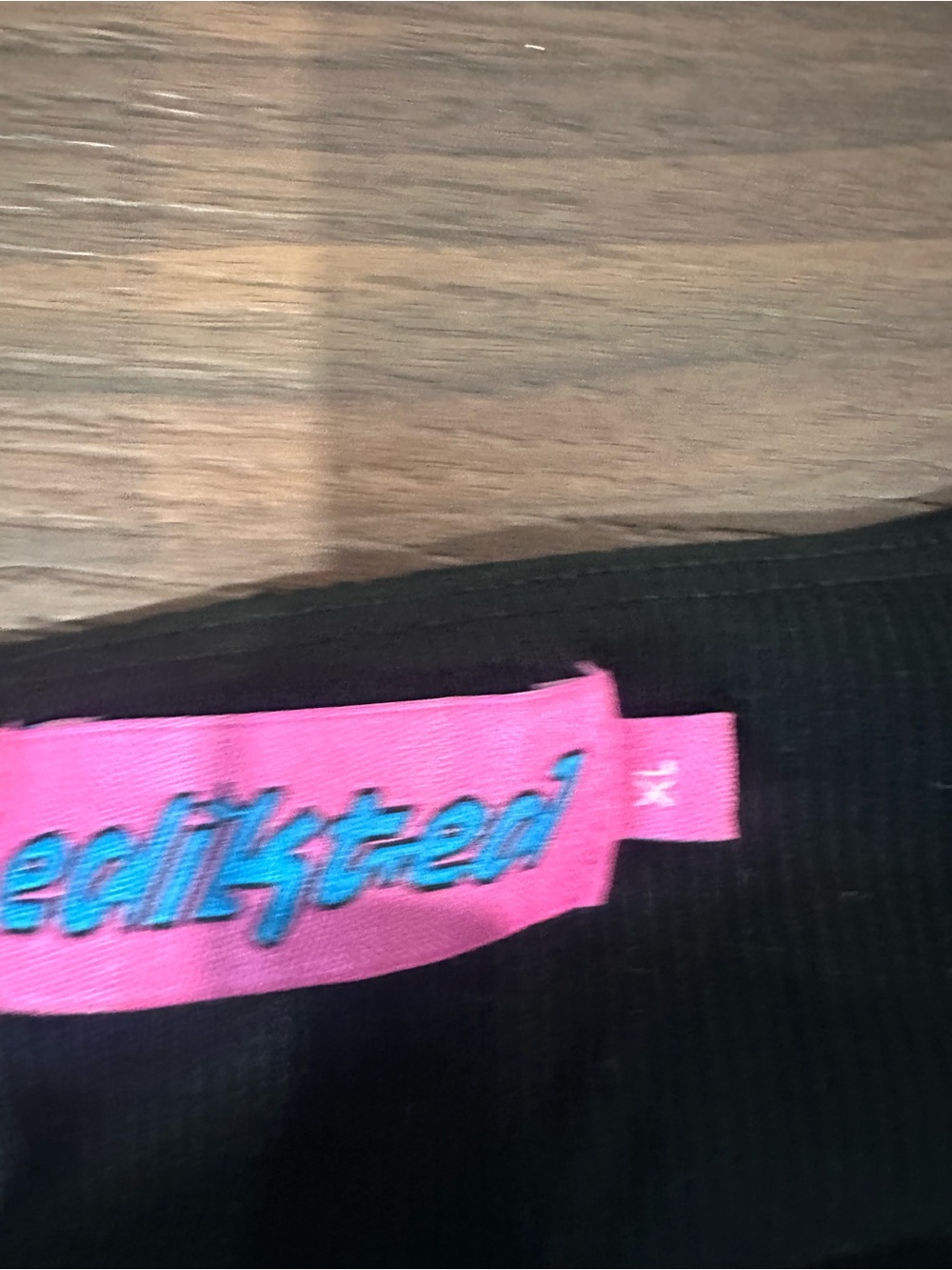 Edikted Black Ribbed Crop Top with Pink Logo Tag